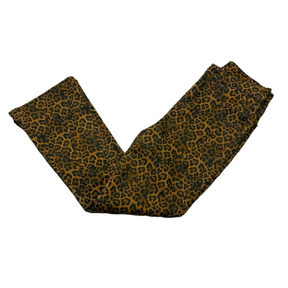 7 For All Mankind Anthropologie Leopard Print High Waist Slim Kick Jeans 28 - Picture 5 of 17